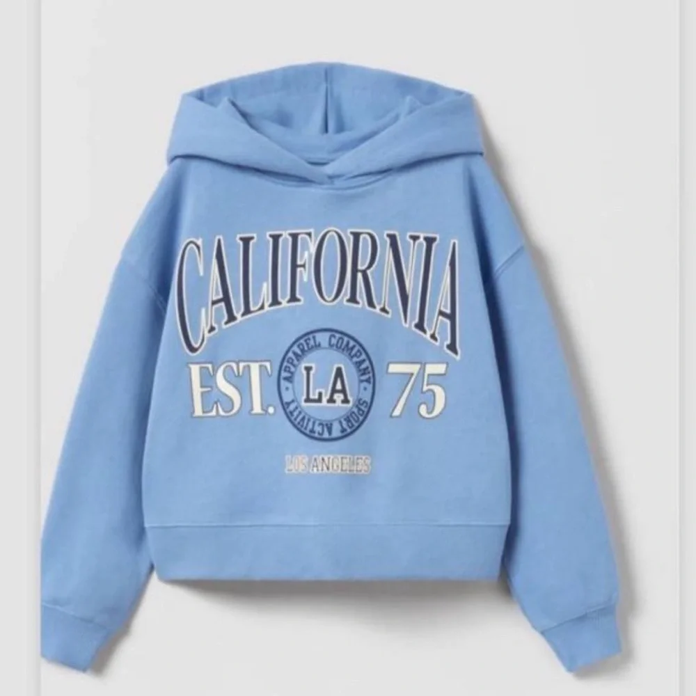 Zara Blue California Kids cropped Hoodie size 8-9